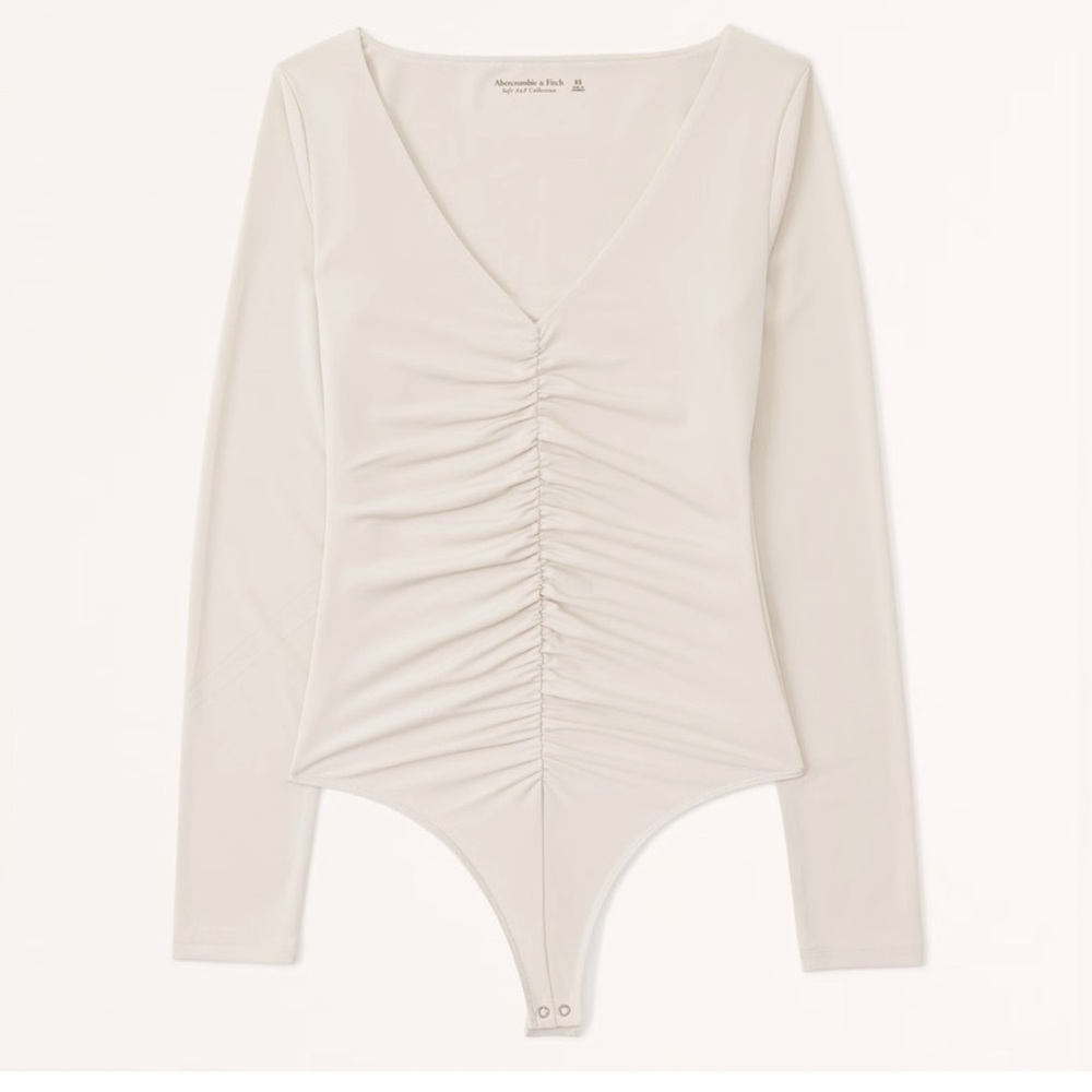 Abercrombie & Fitch White Long-Sleeve Bodysuit